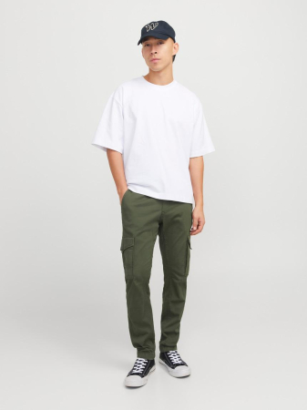 BĂRBAȚI - SLIM FIT PANTALONI CARGO verde