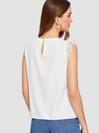 Top din dantelă ghipură cu model shell [2]