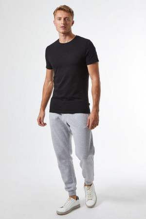 MAIOURI/TRICOURI - Tricou negru Muscle Fit cu decolteu rotund