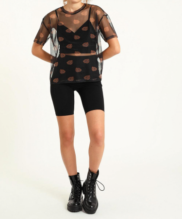 FEMEI - Tricou transparent cu imprimeu