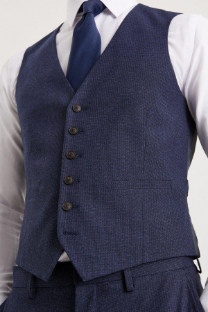 VESTE COSTUM - Vesta cu model subtil albastru