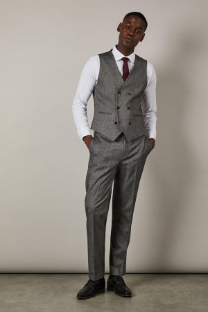 VESTE COSTUM - Vesta cu model texturat gri