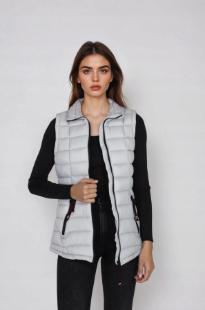 FEMEI - VESTĂ MATLASATĂ CU FERMOAR GRI