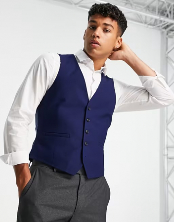 VESTE COSTUM - Vesta sacou albastru cu 5 nasturi