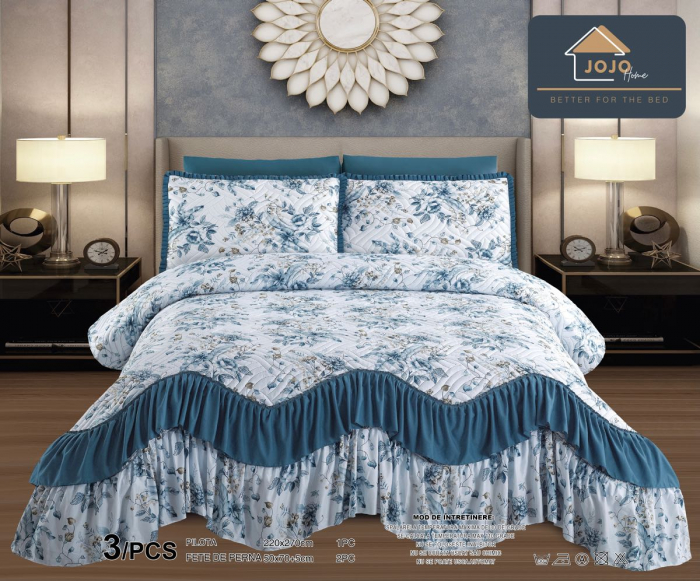 Cuvertura cu Volanase, Pat Dublu, 3 Piese , C491 [1]