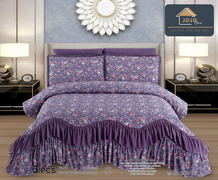 Cuvertura cu Volanase, Pat Dublu, 3 Piese , C493 [1]