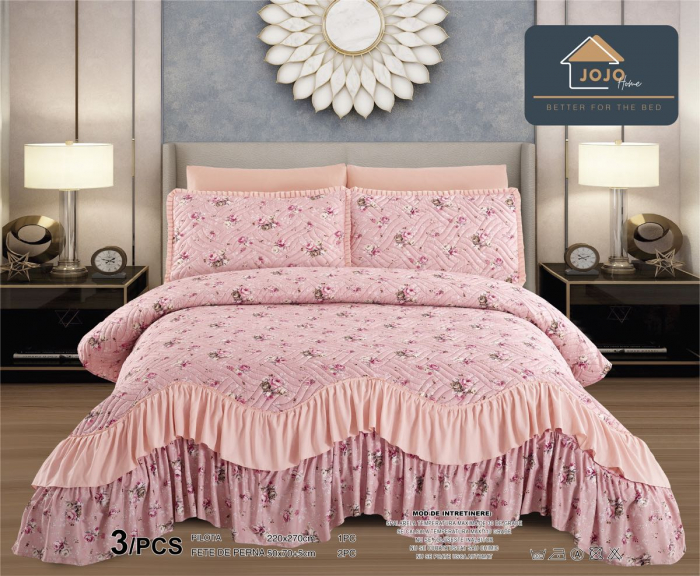 Cuvertura cu Volanase, Pat Dublu, 3 Piese , C495 [1]