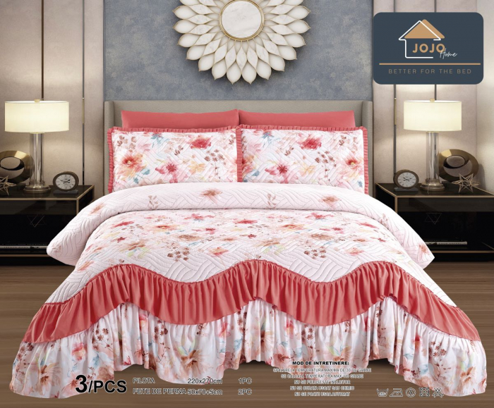 Cuvertura cu Volanase, Pat Dublu, 3 Piese , C498 [1]