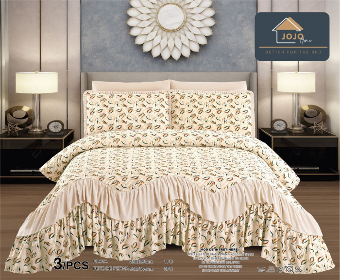 Cuvertura cu Volanase, Pat Dublu, 3 Piese , C500 [1]