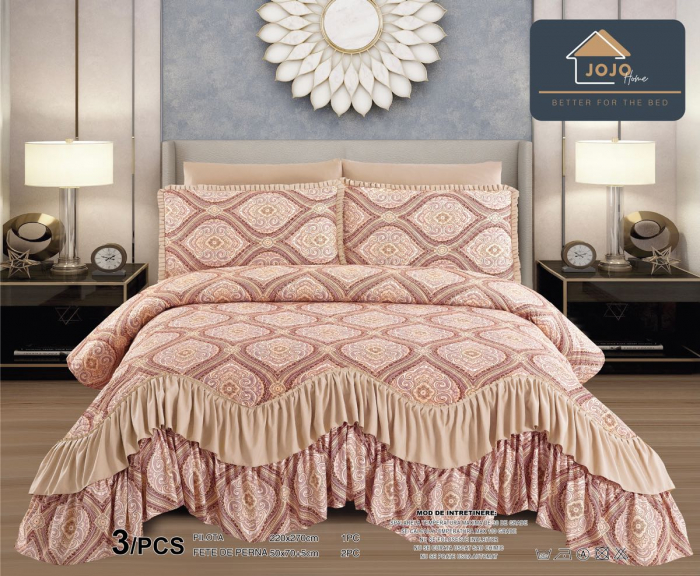 Cuvertura cu Volanase, Pat Dublu, 3 Piese , C503 [1]