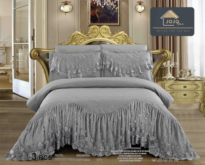 Cuvertura Lux Matlasata cu Volane, 3 Piese, Finet , C481 [1]