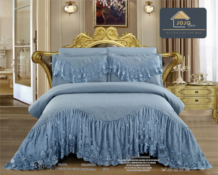 Cuvertura Lux Matlasata cu Volane, 3 Piese, Finet , C488 [1]