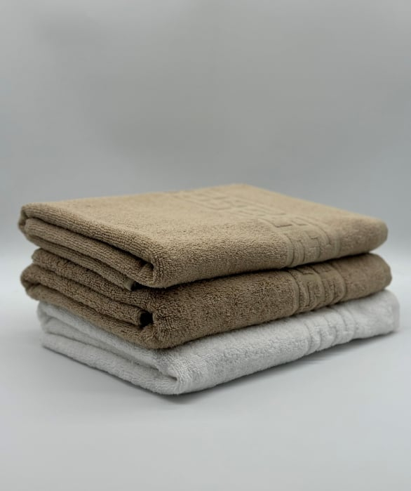 et 3 Prosoape Bumbac 500 gr/mp, 70x130 cm, Dunga Greceasca, Alb/Maro C1216 [1]