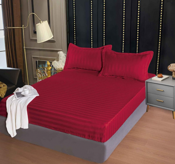 Husa de pat tip Damasc cu Elastic cu 2 fete de perna 160x200 cm C1039 [1]