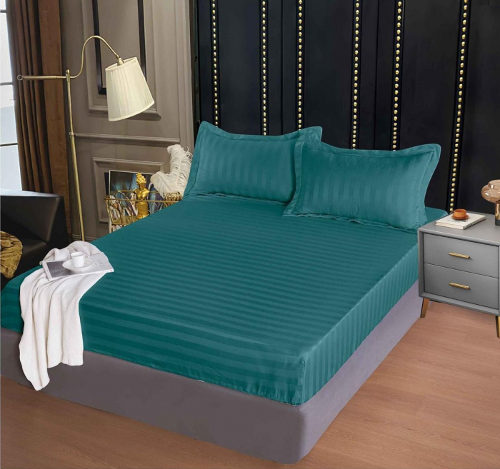 Husa de pat tip Damasc cu Elastic cu 2 fete de perna 160x200 cm C1044 [1]