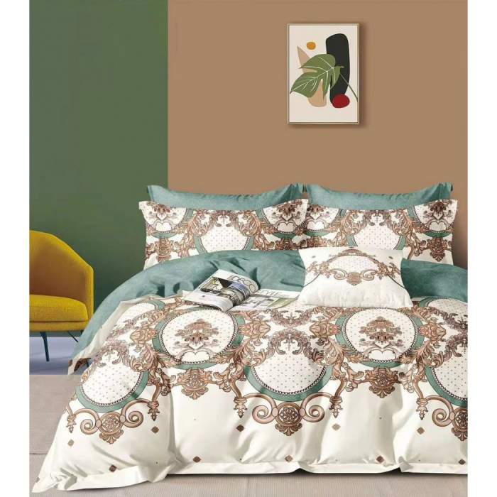 Lenjerie bumbac 100% cu 4 piese pentru pat dublu Super Design Pucioasa C1364 [1]