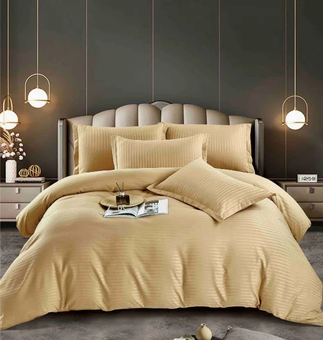 Lenjerie de pat, 1 persoana, Damasc, 4 piese Crem Jojo C459 [1]