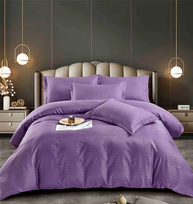 Lenjerie de pat, 1 persoana, Damasc, 4 piese Mov Jojo C458 [1]