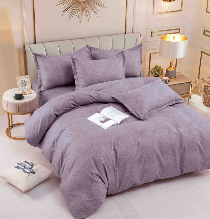 Lenjerie de pat dublu, 6 Piese cu Elastic, Bumbac Finet Jojo Home DH010 [1]