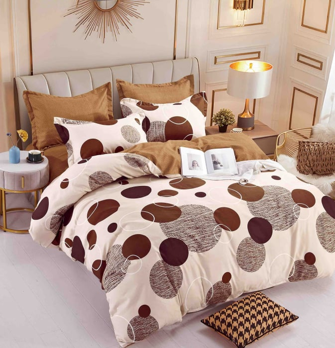 Lenjerie de pat dublu, 6 Piese cu Elastic, Bumbac Finet Jojo Home DH012 [1]