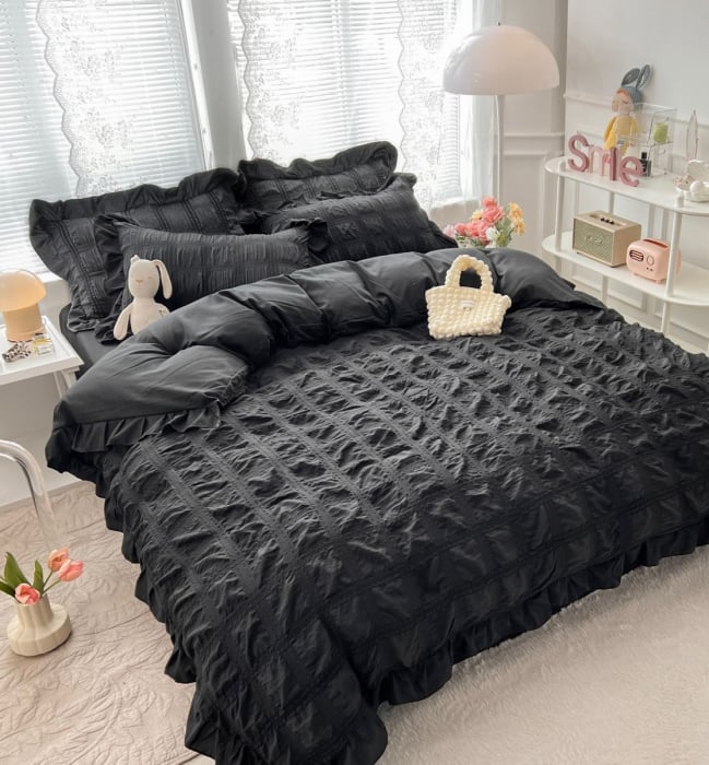 Lenjerie de pat dublu, Bumbac Creponata, 6 piese, Jojo Home C318 [1]