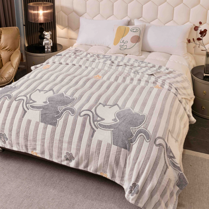 Patura Cocolino, Pat 2 Persoane 200x230 cm, Alb Gri  C677 [1]