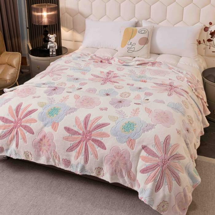 Patura Cocolino, Pat 2 Persoane 200x230 cm, Alb Roz  C758 [1]