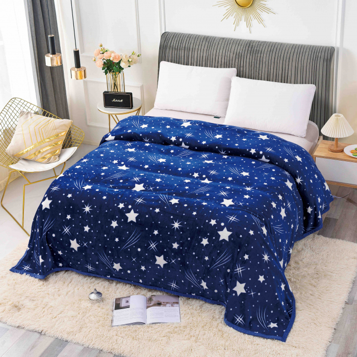 Patura Cocolino, Pat 2 Persoane, 200x230 cm, Albastru Stelute C598 [1]