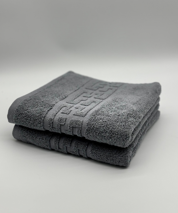 Set 2 Prosoape Bumbac 500 gr/mp, 50x90 cm, Dunga Greceasca, Gri C1155 [2]