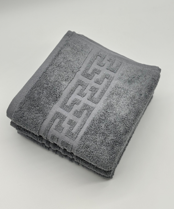Set 2 Prosoape Bumbac 500 gr/mp, 50x90 cm, Dunga Greceasca, Gri C1155 [5]