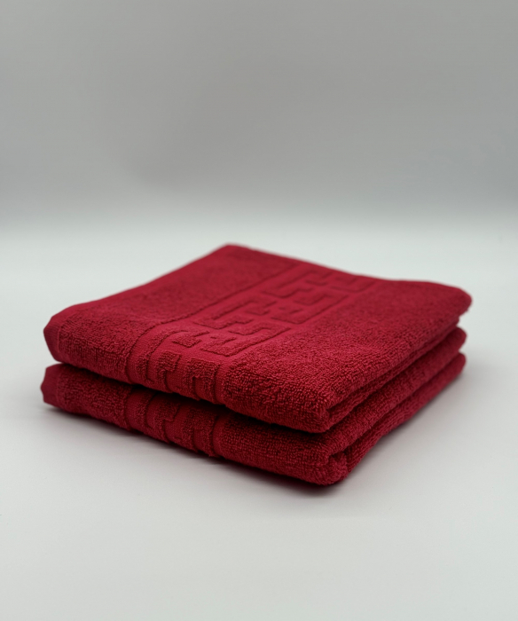 Set 2 Prosoape Bumbac 500 gr/mp, 50x90 cm, Dunga Greceasca, Rosu C1136 [2]