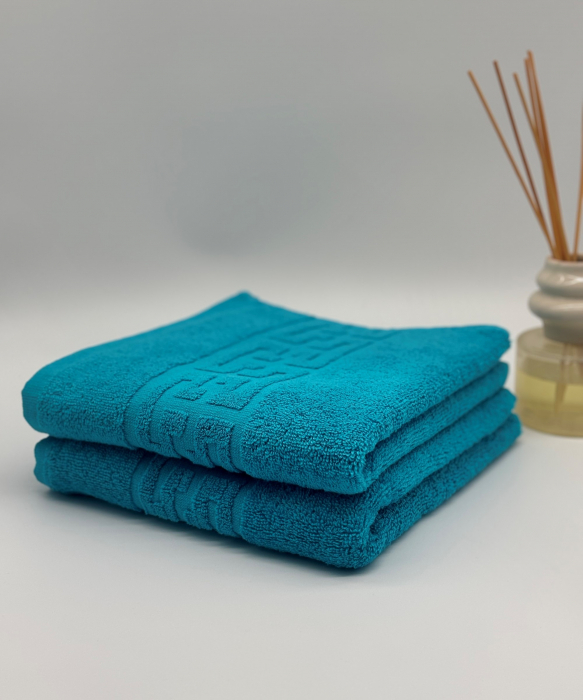 Set 2 Prosoape Bumbac 500 gr/mp, 50x90 cm, Dunga Greceasca, Turcoaz C1129 [3]