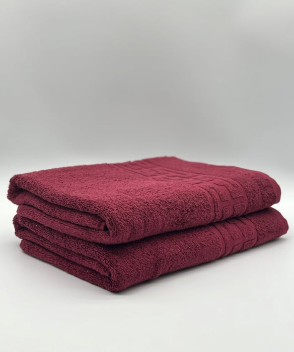 Set 2 Prosoape Bumbac 500 gr/mp, 70x130 cm, Dunga Greceasca, Grena C1198 [1]