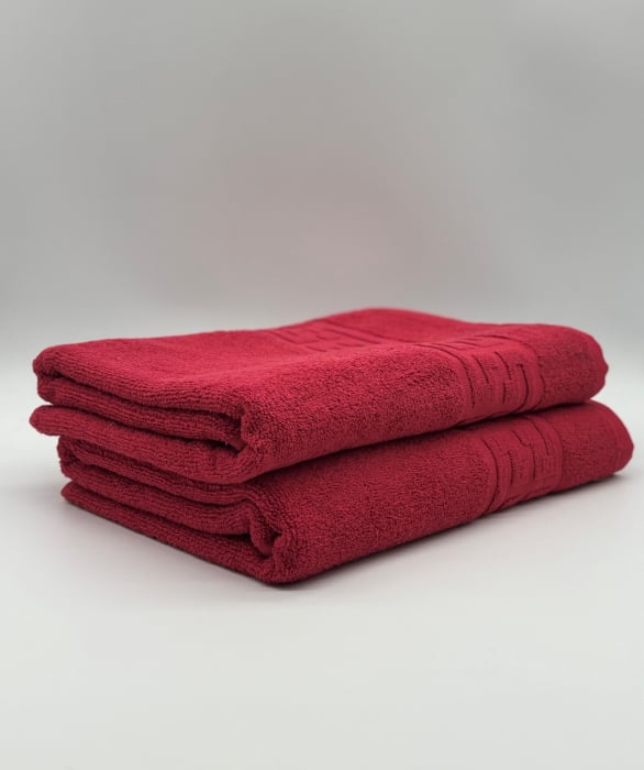 Set 2 Prosoape Bumbac 500 gr/mp, 70x130 cm, Dunga Greceasca, Rosu C1199 [1]