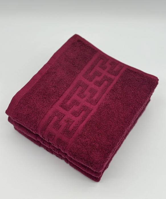 Set 3 Prosoape Bumbac 500 gr/mp, 50x90 cm, Dunga Greceasca, Grena C1130 [3]