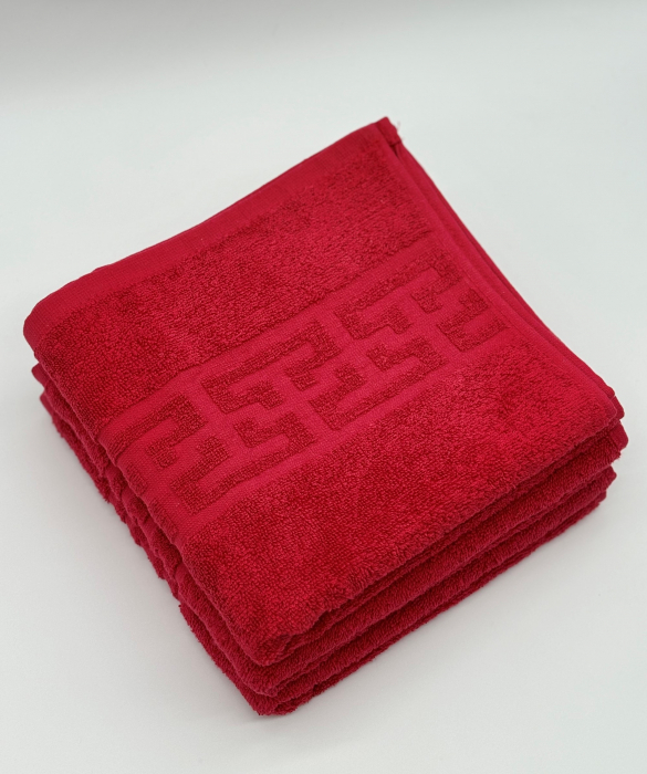 Set 3 Prosoape Bumbac 500 gr/mp, 50x90 cm, Dunga Greceasca, Rosu C1135 [4]