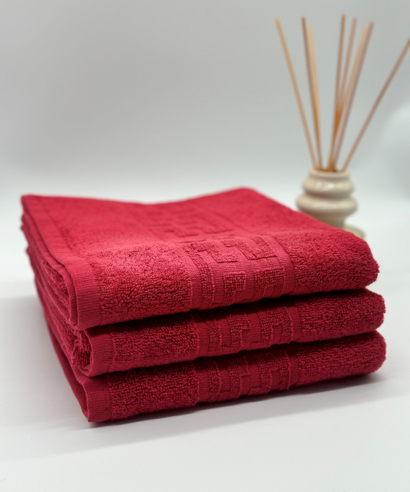 Set 3 Prosoape Bumbac 500 gr/mp, 50x90 cm, Dunga Greceasca, Rosu C1135 [2]