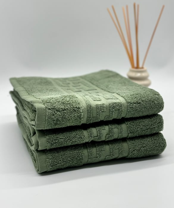 Set 3 Prosoape Bumbac 500 gr/mp, 50x90 cm, Dunga Greceasca, Verde Kaki C1146 [2]