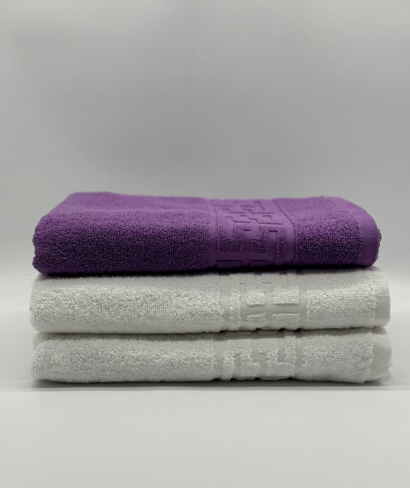 Set 3 Prosoape Bumbac 500 gr/mp, 70x130 cm, Dunga Greceasca, Alb/Mov C1202 [2]