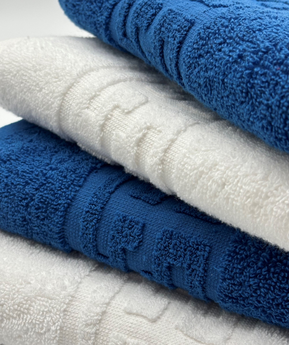 Set 4 Prosoape Bumbac 500 gr/mp, 50x90 cm, Dunga Greceasca, Alb/Albastru C1164 [3]