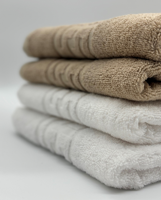 Set 4 Prosoape Bumbac 500 gr/mp, 50x90 cm, Dunga Greceasca, Alb/Bej C1153 [3]