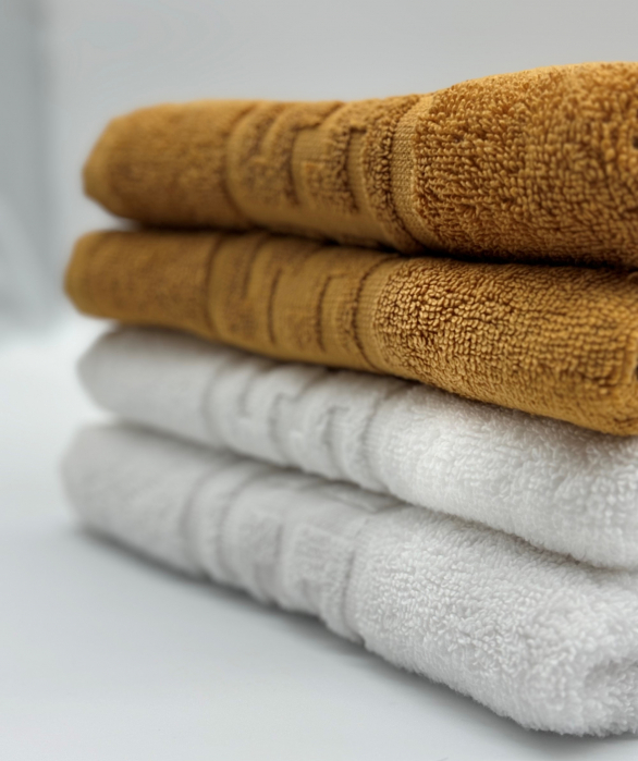 Set 4 Prosoape Bumbac 500 gr/mp, 50x90 cm, Dunga Greceasca, Alb/Galben Mustar C1151 [3]