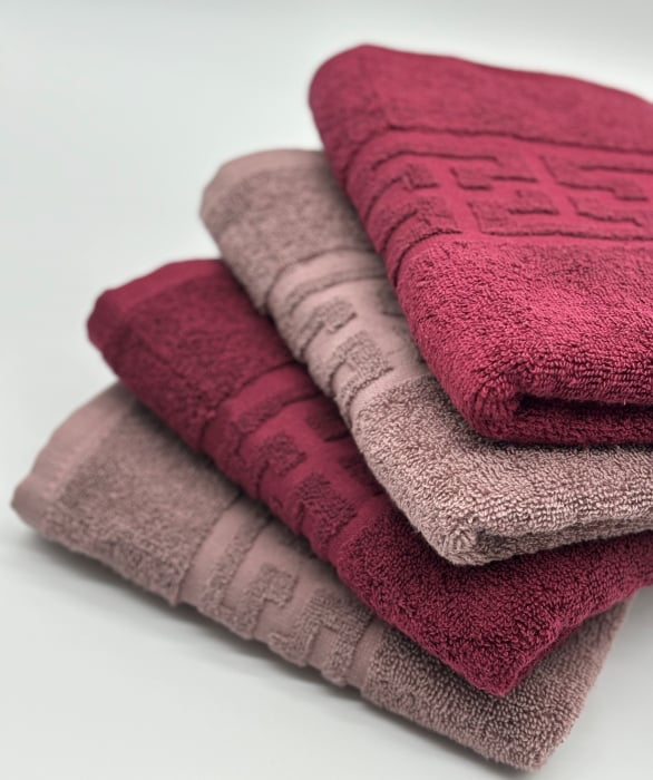 Set 4 Prosoape Bumbac 500 gr/mp, 50x90 cm, Dunga Greceasca, Grena/Maro C1171 [3]