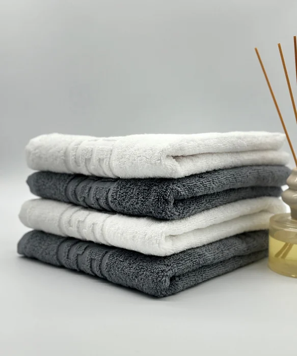 Set 4 Prosoape Bumbac 500 gr/mp, 50x90 cm, Dunga Greceasca, Gri/Alb C1122 [3]