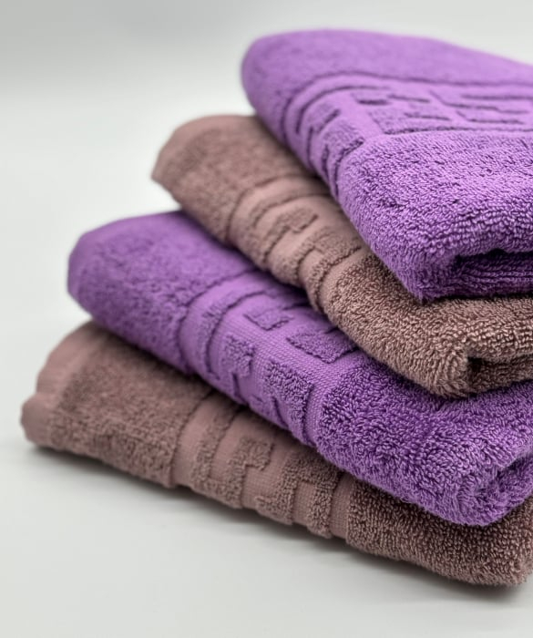 Set 4 Prosoape Bumbac 500 gr/mp, 50x90 cm, Dunga Greceasca, Maro/Mov C1183 [2]