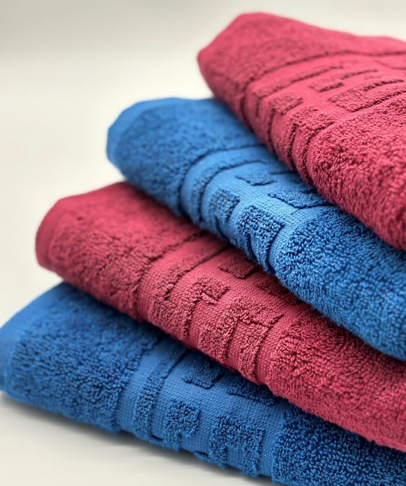 Set 4 Prosoape Bumbac 500 gr/mp, 50x90 cm, Dunga Greceasca, Rosu/Albastru C1121 [4]