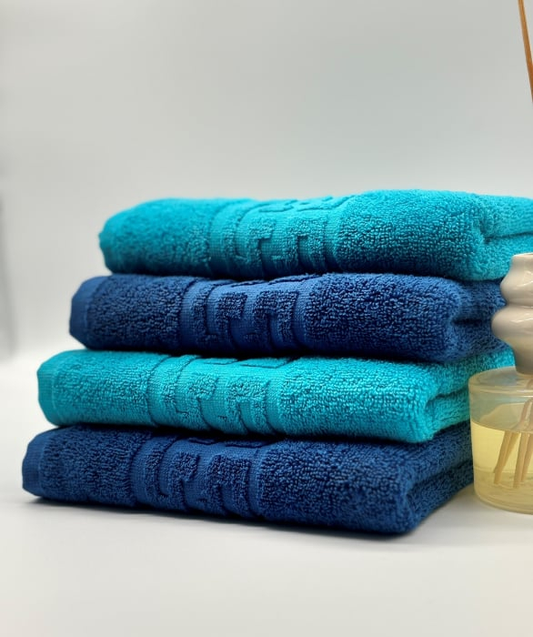 Set 4 Prosoape Bumbac 500 gr/mp, 50x90 cm, Dunga Greceasca, Turcoaz/Albastru C1173 [4]