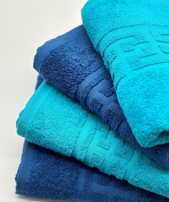 Set 4 Prosoape Bumbac 500 gr/mp, 50x90 cm, Dunga Greceasca, Turcoaz/Albastru C1173 [3]