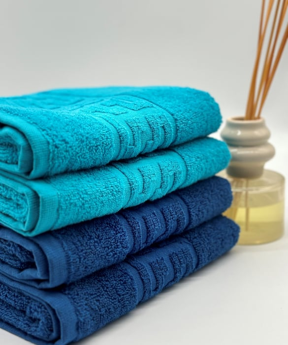 Set 4 Prosoape Bumbac 500 gr/mp, 50x90 cm, Dunga Greceasca, Turcoaz/Albastru C1173 [2]