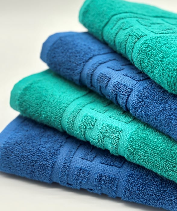 Set 4 Prosoape Bumbac 500 gr/mp, 50x90 cm, Dunga Greceasca, Verde/Albastru C1174 [3]
